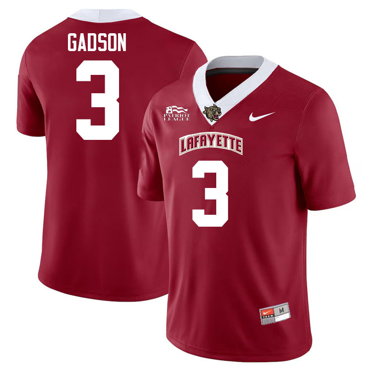 Lafayette Leopards #3 Ryan Gadson College Football Jerseys,Uniforms-Red